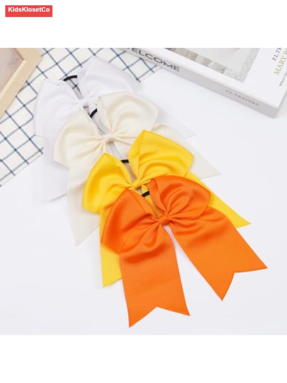 20 Pack 8" Large Cheer Bows Elastic Ponytail Holders Grosgrain Ribbon - Picture 4 of 5